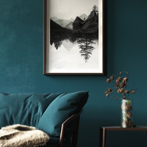 Black and white Photography mixed with Watercolor paints Abstract Mountain Art Print Croisées A image 4