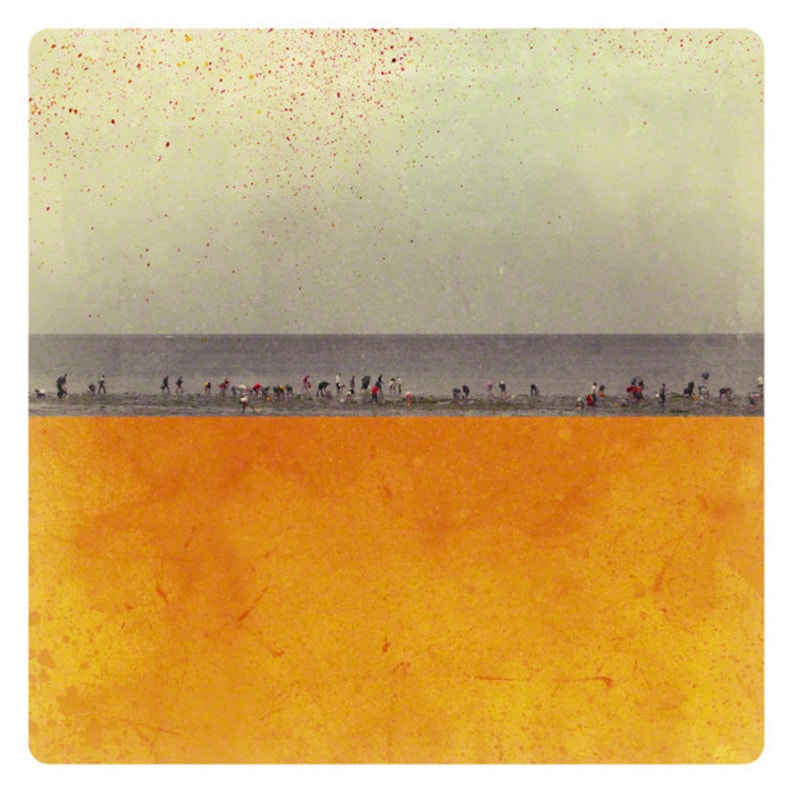 Beach Landscape photography Shore fishing Ocean in Normandy France Orange painted color block POLE ORANGE image 2