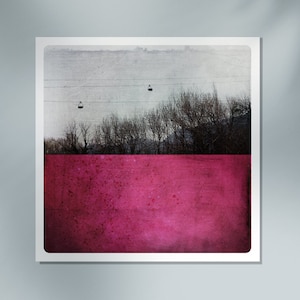 Skiing Chairlift Fine Art Print: Magenta Color Block, French Alps