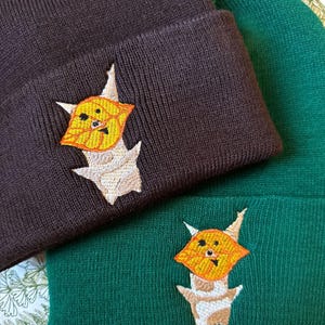 Legend of Zelda Korok Embroidered Beanie | Cozy Handmade Gift for Gamers | Zelda-Inspired Winter Hat