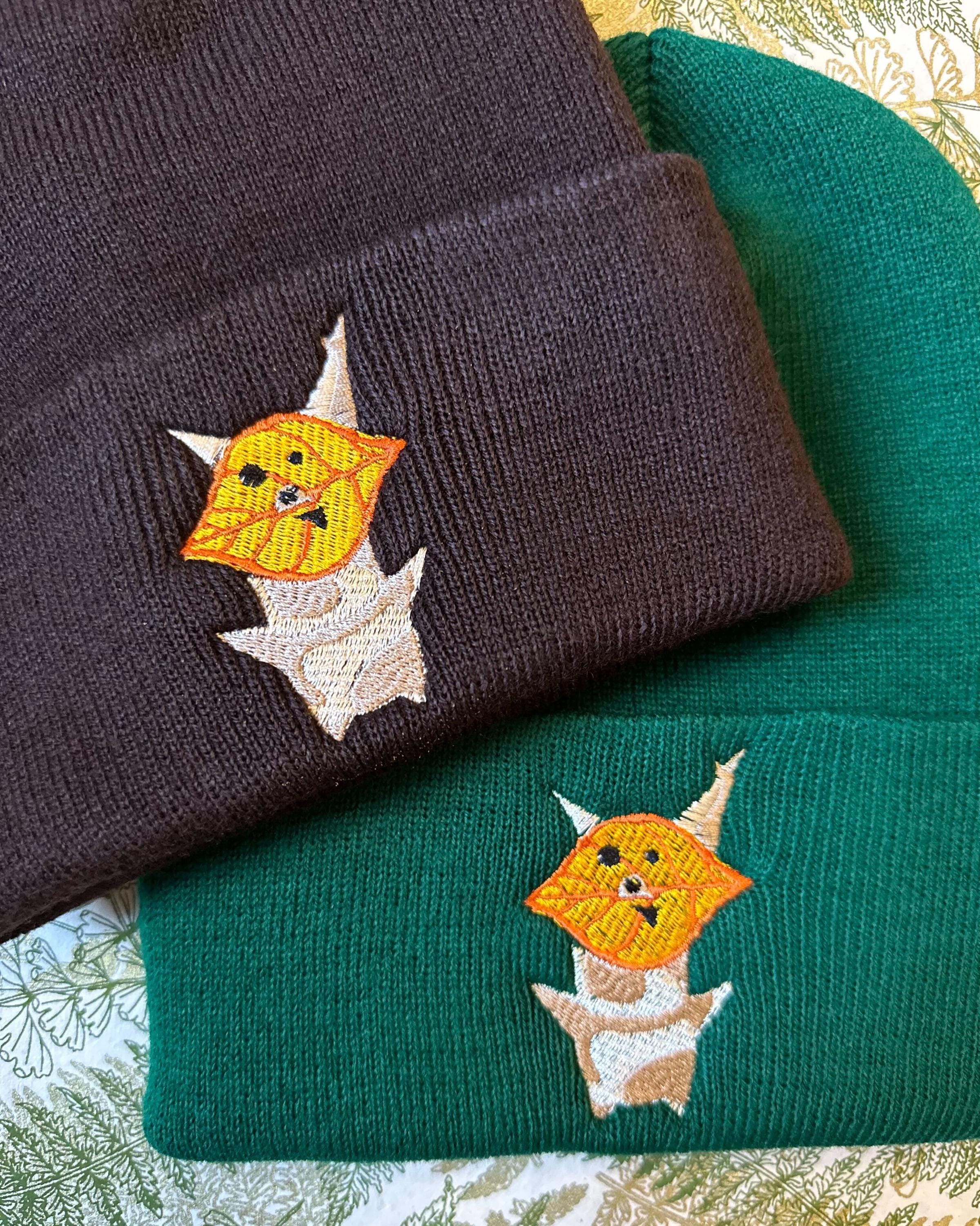 Legend of Zelda Korok Embroidered Beanie | Cozy Handmade Gift for Gamers | Zelda-Inspired Winter Hat