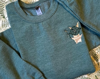 Zelda Korok Embroidered Sweatshirt | Custom Leaf Color | Handmade Cozy Gamer Gift | Breath of the Wild | Tears of the Kingdom