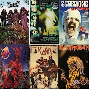 125 pezzi Vintage 90'S ROCK/METAL Miglior poster di concerti A4 HD / Poster musicali vintage / Kit collage da parete estetico / Decorazione musicale / Digitale