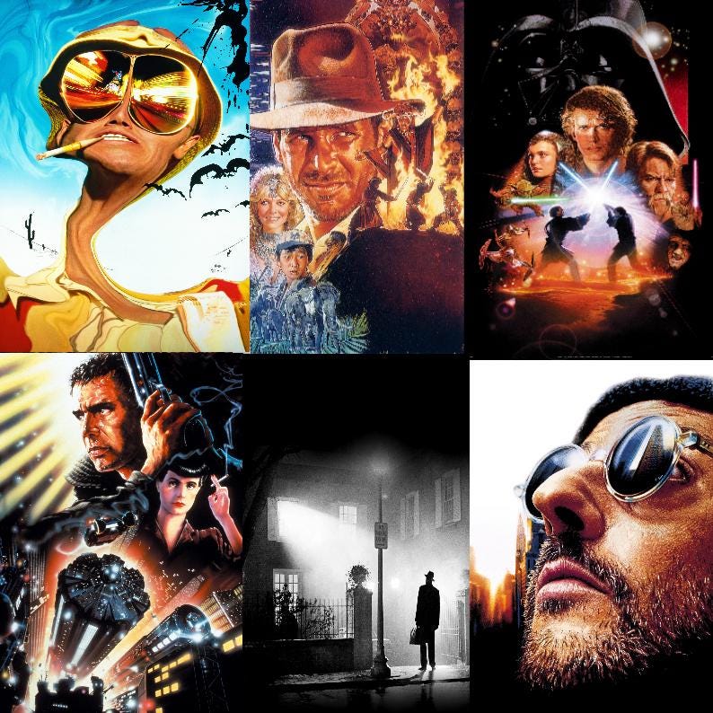 1980年代 ハリウッドスター コラージュ ポスター（裏面折り紙図解） 80年代映画ポスターコラージュキット、レトロな文字なしプリント