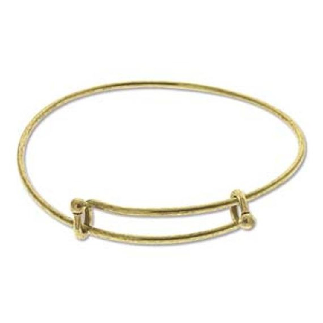 25 Adjustable EXPANDABLE Bangle Bracelet, Add a Charm, Antique Gold ...