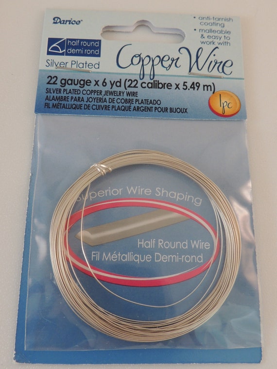 22 Gauge HALF ROUND STERLING SILVER Plated Copper Jewelry Wire by Darice