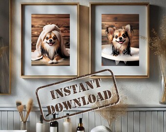 Chihuahua Dog Art Print, Pet Portrait, Bathroom Wall Decor (Digital Download)