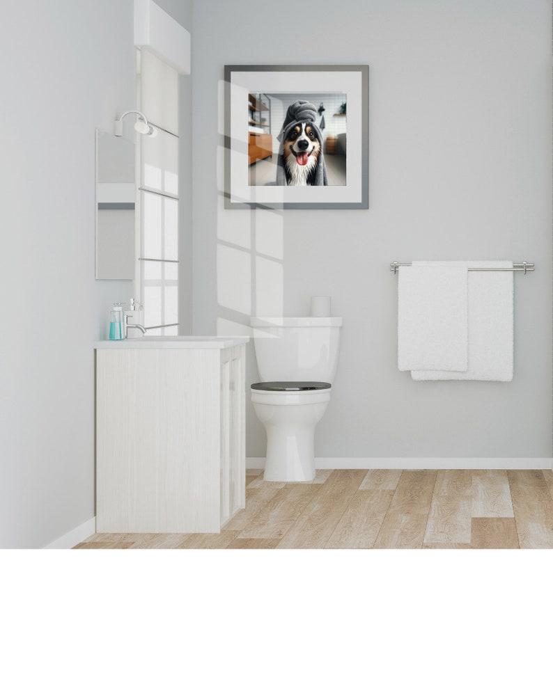 with Towel on Head Bathroom Towel Poster Print Bath Funny