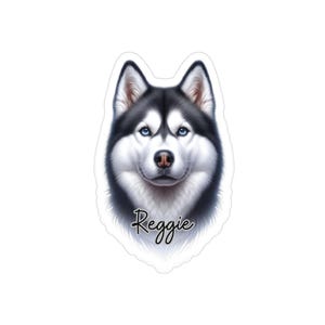 Custom Husky Sticker, Cute Dog Die-Cut Vinyl, Husky Car Decal, Pet Lover Gift, Outdoor Waterproof, Personalize Name Laptop Decal