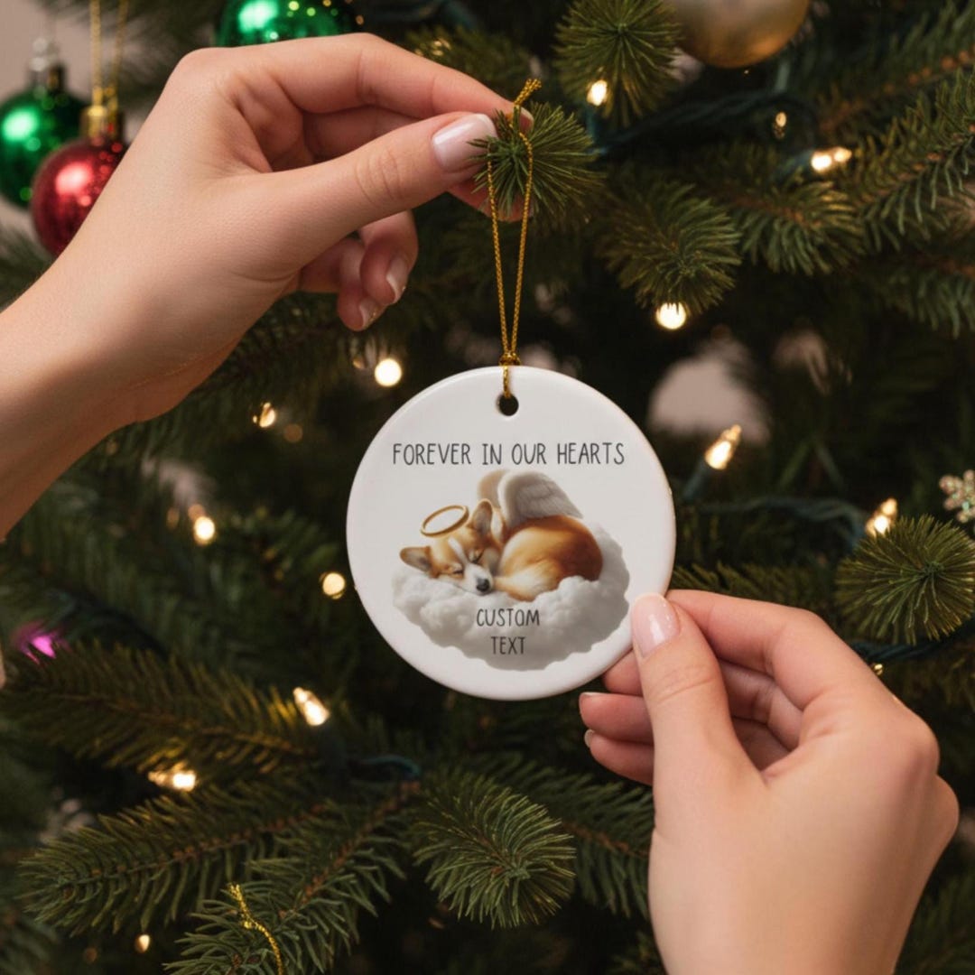 Custom Corgi Memorial Ornament, Forever in Our Hearts Dog Keepsake, Pet ...