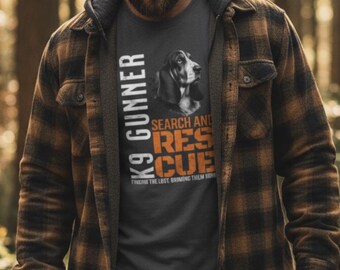Personalized Basset Hound Search and Rescue T-Shirt, Basset Hound SAR, K9 Team Apparel, k9 Handler Gift, SAR Mission Shirt, Custom Tee