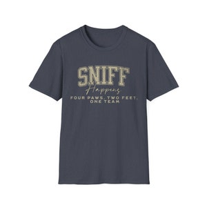 Dog Nosework Shirt Scentwork Enthusiast Tee Dog Sport Apparel Gift for Dog Lovers Training T-Shirt Dog Handler Shirt Barn Dog Scent Training Heather Navy