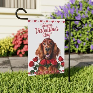 Irish Setter Valentines Day Garden Flag, Outdoor Decor Dog Lovers, Irish Setter Yard Flag, Irish Setter House Banner Irish Setter Mom Gift