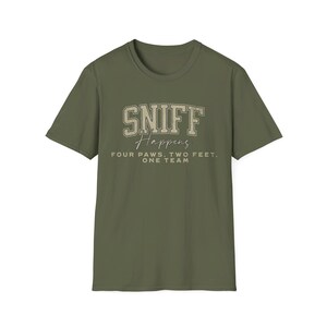 Dog Nosework Shirt Scentwork Enthusiast Tee Dog Sport Apparel Gift for Dog Lovers Training T-Shirt Dog Handler Shirt Barn Dog Scent Training Military Green