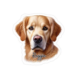 Custom Golden Retriever Sticker, Cute Dog Die-Cut Vinyl, Car Decal, Pet Lover Gift, Outdoor Waterproof, Personalize Name Laptop Decal
