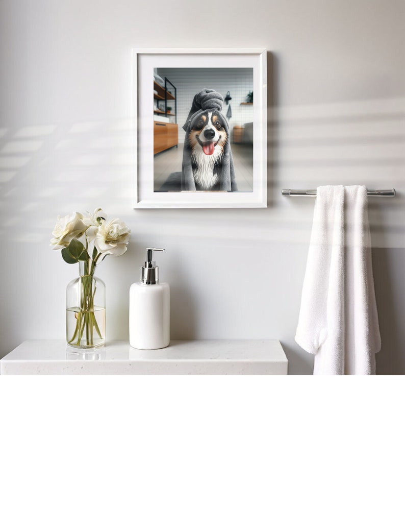 with Towel on Head Bathroom Towel Poster Print Bath Funny