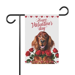 Irish Setter Valentines Day Garden Flag, Outdoor Decor for Dog Lovers, Irish Setter Yard Flag, Irish Setter Banner Irish Setter Mom Gift