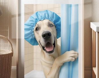 Great Dane Bathroom Poster Print Shower Dog Bath Picture Bathroom Humor Bath Wall Art Decor Photo Great Dane in Bathroom Unframed