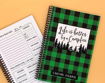 RV or Tent Camping Logbook - Choose Red, Green, or Blue Buffalo Check Plaid - New Camper Owner Gift - Family Road Trip - National Park Album