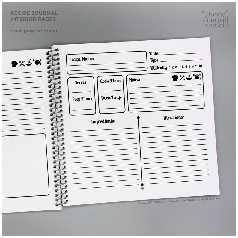 Lemon Recipe Book Spiral Bound Journal Blank Cookbook Etsy