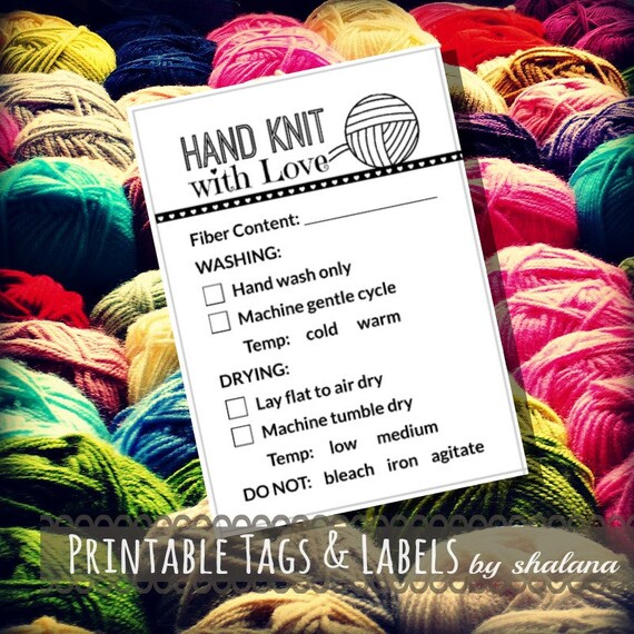 Care Instruction Printable Pdf Cards For Knitters Hand Knit With Love Labels Or Tags For Diy Handmade Knitted Crafts Care Instruction Printable Pdf Cards For Knitters Hand Knit With Love Labels Or Tags For Diy Handmade Knitted Crafts