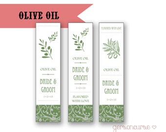 Personalized Olive Oil Favor Labels - Flavored With Love / DIGITAL FILE