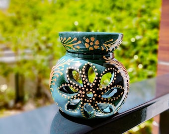 Porcelain Tealight Holder, Handcrafted Ceramic Tealight Holder - Moroccan Inspired Design