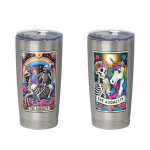 Audacity Skeleton Tarot Card Laminated Sticker | Funny Sarcastic Waterproof & Laptop Holographic Vinyl Sticker image 4