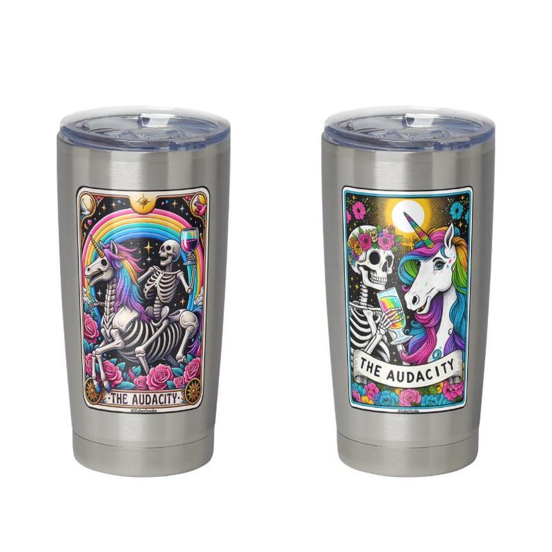 Audacity Skeleton Tarot Card Laminated Sticker | Funny Sarcastic Waterproof & Laptop Holographic Vinyl Sticker image 4