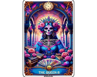 Queen B Skeleton Tarot Card Sticker | Sarcastic Waterproof Vinyl Decal | Sassy Skeleton Stickers | Tumbler Decals | Holographic Sticker