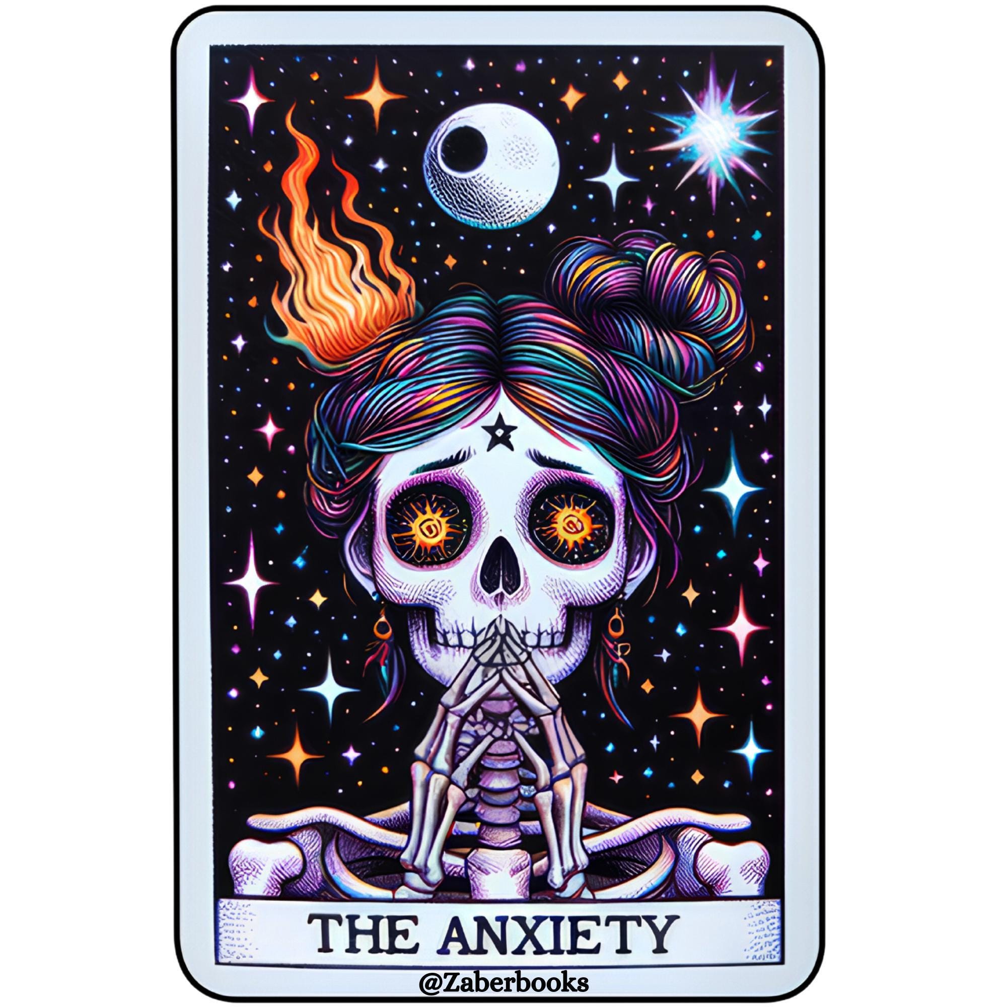 Anxiety Skeleton Tarot Card Laminated Sticker| Funny Sarcastic ...