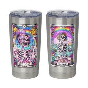 IDGAF Skeleton Tarot Card Laminated Sticker | Funny Sarcastic Waterproof Water Bottle & Laptop Holographic Vinyl Sticker bild 4