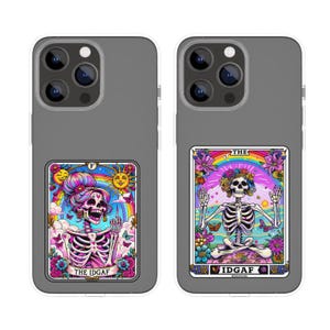 IDGAF Skeleton Tarot Card Laminated Sticker | Funny Sarcastic Waterproof Water Bottle & Laptop Holographic Vinyl Sticker bild 3