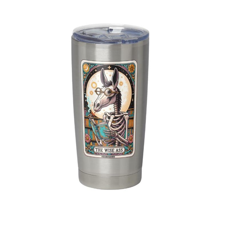 Wise Ass Skeleton Tarot Card Laminated Sticker | Funny Sarcastic Waterproof & Laptop Holographic Vinyl Sticker image 3