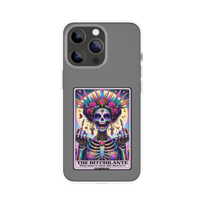 Bitchilante Skeleton Tarot Card Laminated Sticker| Funny Sarcastic Waterproof & Laptop Holographic Vinyl Sticker image 2