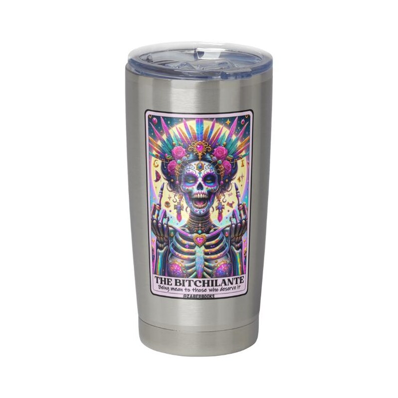 Bitchilante Skeleton Tarot Card Laminated Sticker| Funny Sarcastic Waterproof & Laptop Holographic Vinyl Sticker image 3