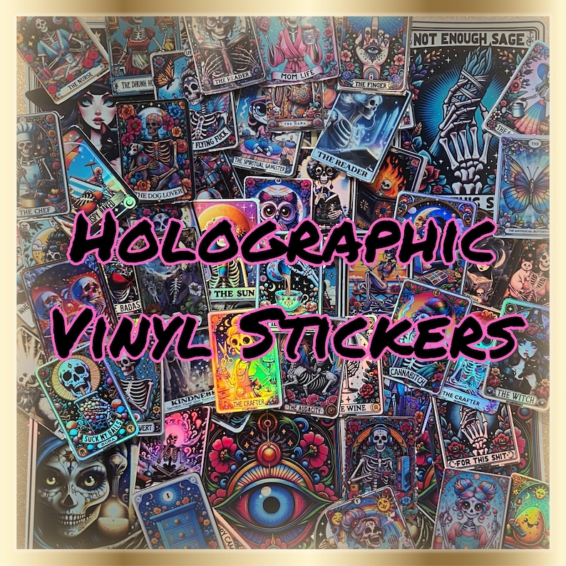 Sticker plastifié de carte de tarot squelette d'infirmière | Autocollant en vinyle holographique étanche et sarcastique pour ordinateur portable image 8