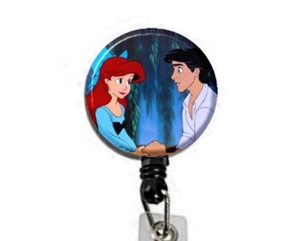 1.25" Little Mermaid Ariel Image Retractable ID Name Holder Badge Reel Clip On Nurse