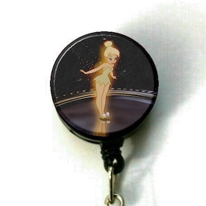 1.25&quot; Retractable ID Name Holder Badge Reel Clip On Nurse - Peter Pan Tinkerbell