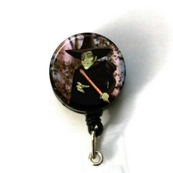 1.25" Retractable ID Name Holder Badge Reel Clip On Nurse Wizard of Oz Wicked Witch