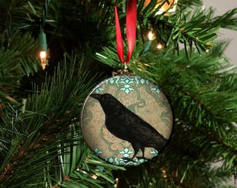 Damask Crow Raven Christmas Ornament -Vict