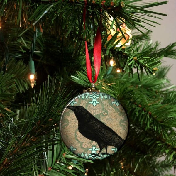 Damask Crow Raven Christmas Ornament -Vict