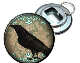 Victorian Damask Crow Image Bottle Opener