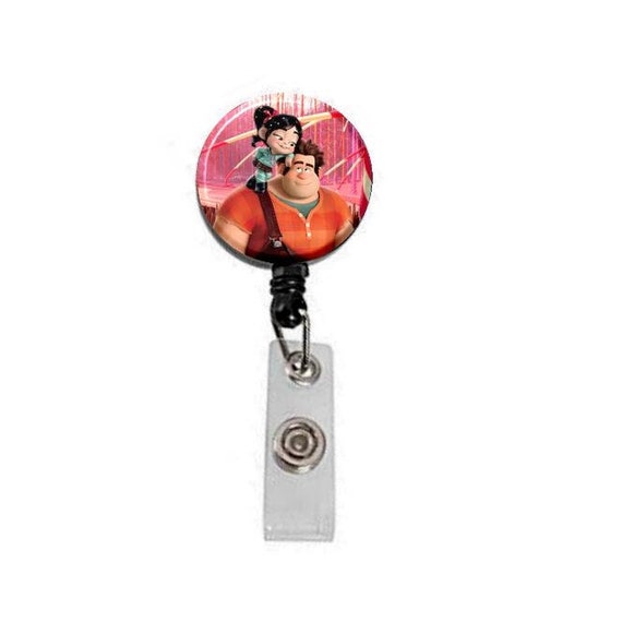 1.25" Wreck It Ralph & Vanellope Image Retractable ID Name Holder Badge Reel Clip On Nurse