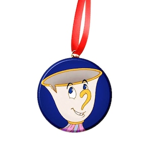Chip Cup Image Christmas Tree 2.25" Flat Ornament - Beauty and the Beast