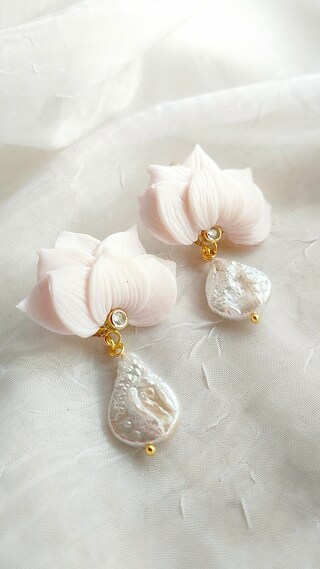 Orecchini Pendenti A Fiore Con Perle, Oro, Due Modalità (lunghi O Piccoli), Per Donna E Sposa