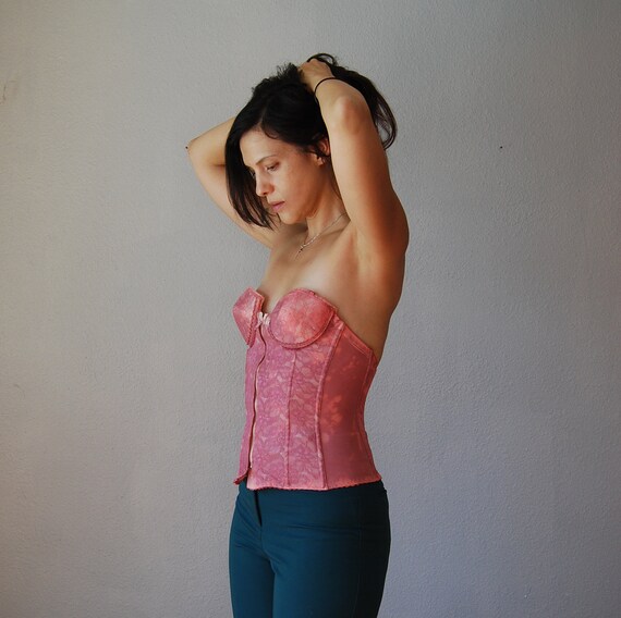 vintage TIEDYE bustier / 1980s pink bra top