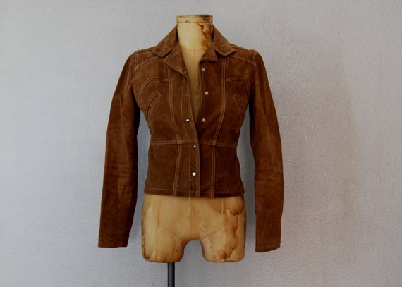 vintage 1990s GRUNGE snap down congac suede leathe