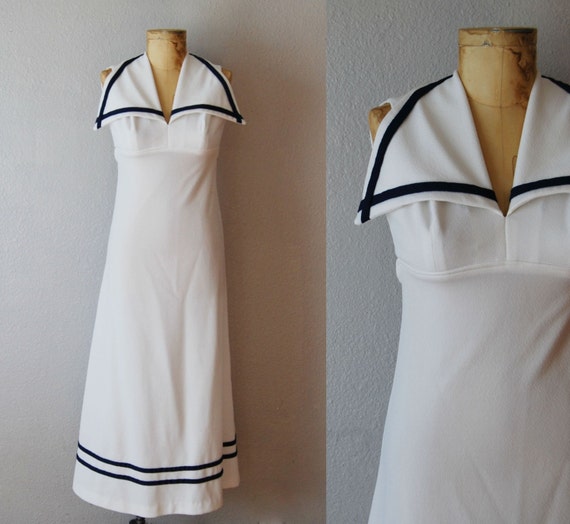 vintage 1970s SAILORETTE maxi dress / cut out open