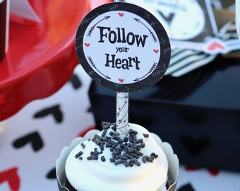 Tribal  Teepee Cupcake Toppers  - 2 inch circles Valentines Day - wild one - wild at heart - follow your heart - digital printable
